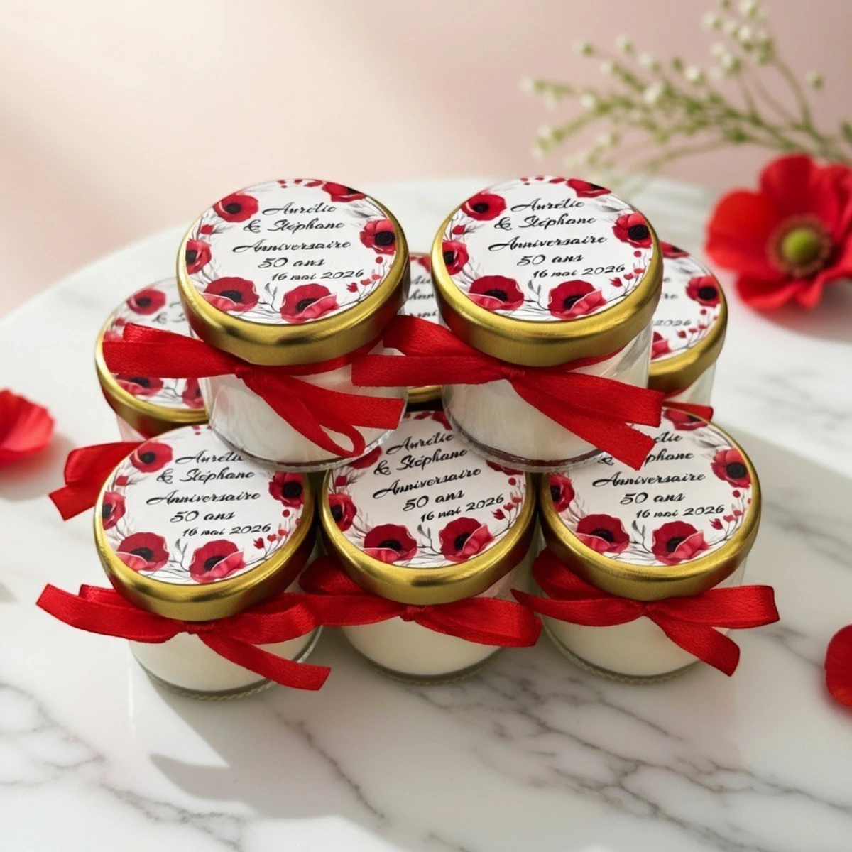 Bougie parfumé de 30g - bouchon en à visser or avec ruban et étiquette