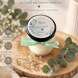 Bougie parfumé de 35g - bouchon en à visser noir ou or avec ruban et étiquette