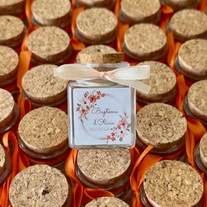 POT VIDE CARRÉ - bouchon en liège avec ruban et étiquette